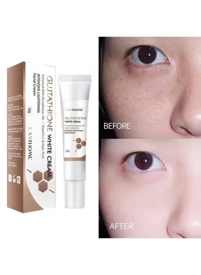 Lanthome Glutathione Whitening Cream, Facial Dark Spots Remover 2% Glutathione Face Cream, Prevent Aging Moisturizing Skin Brightener Cream, Smoothing Brightening Cream, White Lightening Beauty Cream 20G - Image 1